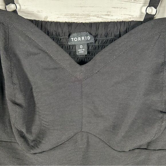 Torrid Cropped Bustier Bralette Black Gathered Back 0/ 12 - Picture 5 of 9